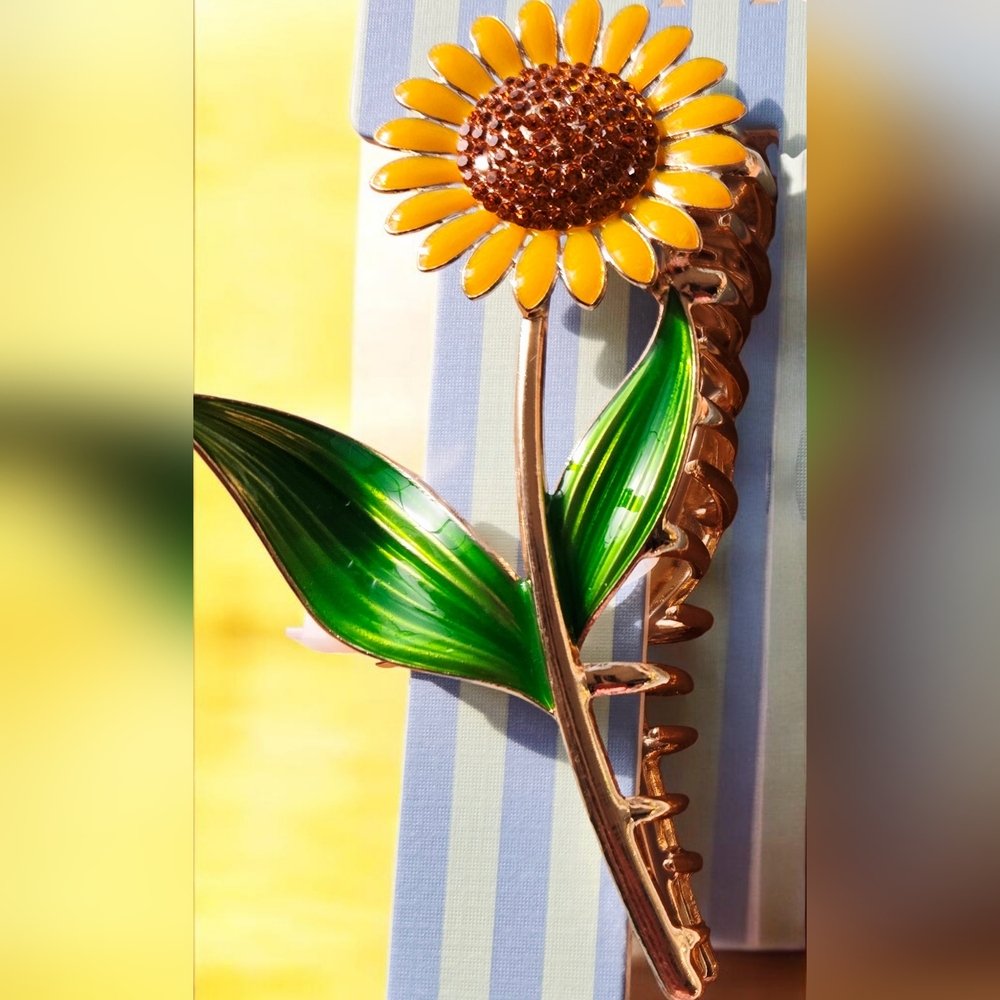 NEW Piper K Sunflower & Tulip 2-Pack Metal Hair Claw Clip Hair Accessory 5" NWT - Picture 3 of 4